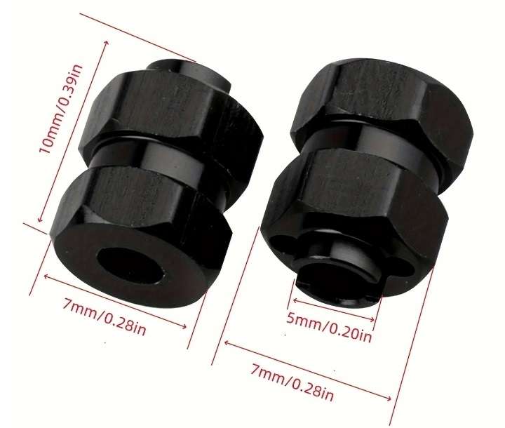 HobbyPark Aluminum Extended Hex Wheel Hubs with 8mm Thick Spacers -1/24 Scale