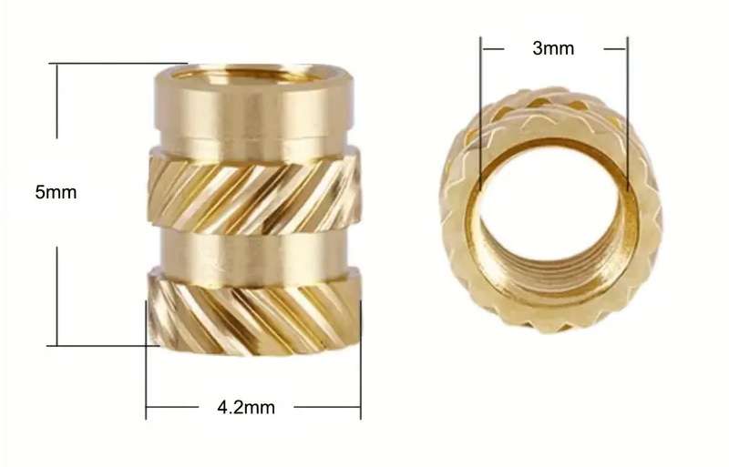 M3 Knurled Brass Threaded Heat Set Inserts (20)