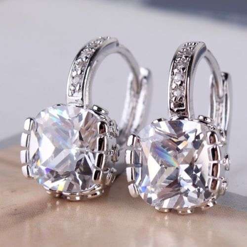ELEGANCE RANGE! - BEAUTIFUL 18K GOLD FILLED SAPPHIRE LEVERBACK EARRINGS
