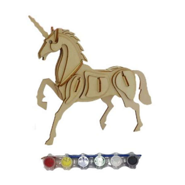 Wooden 3D Buildable Unicorn - Paint Set