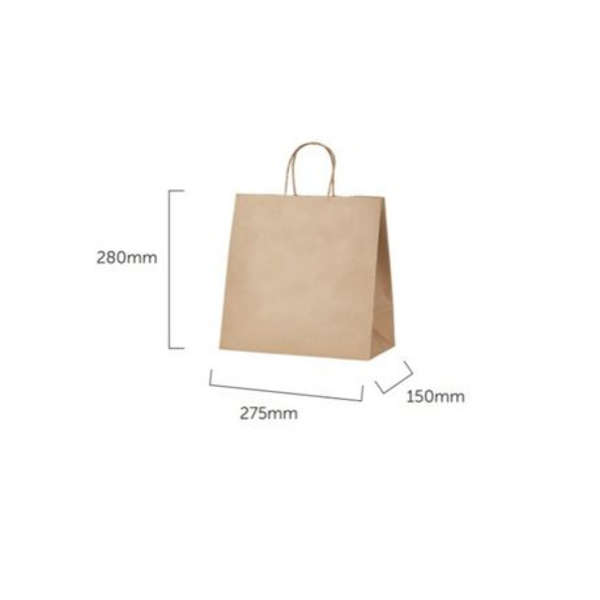 Kraft Gusseted Bag with Paper Twist Handles 90g (code 11) - Pack of 50