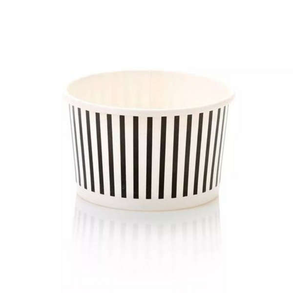 Black Striped Vintage Ice Cream Tub 150ml - Pack of 50