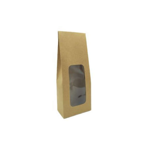 Kraft Cookie Box Medium with PLA Window - 18.5cm x 7cm- Pack of 50