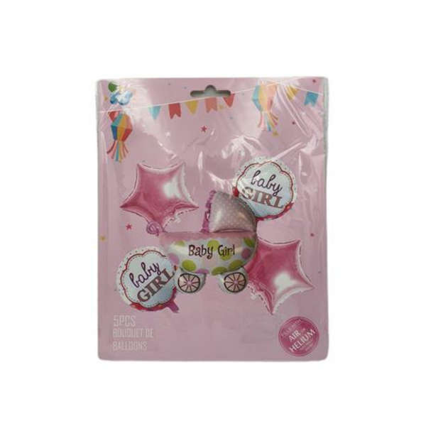 Pink Baby Shower Balloon Bouquet- 5 Pieces
