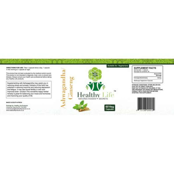 Healthy Life - Ashwagandha / Ginseng Capsules 60s x 2 Pack