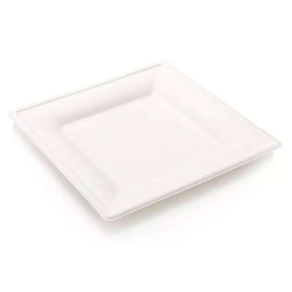 Sugarcane Square Plate Eco-Friendly - 26cm - Pack of 50