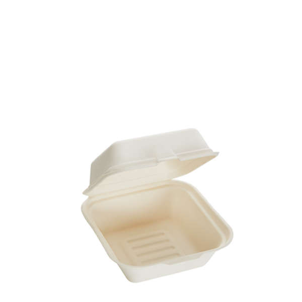 Takeaway Container - 800ml Single Compartment Sugarcane Burger Clamshell