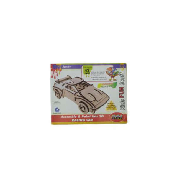 Wooden 3D Buildable Race Car- Paint Set