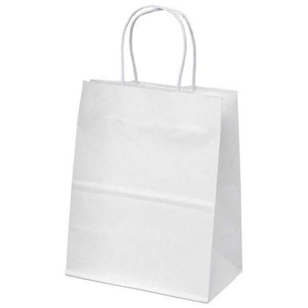 White Gusseted Bag with Paper Twist Handles 115g- Pack of 50