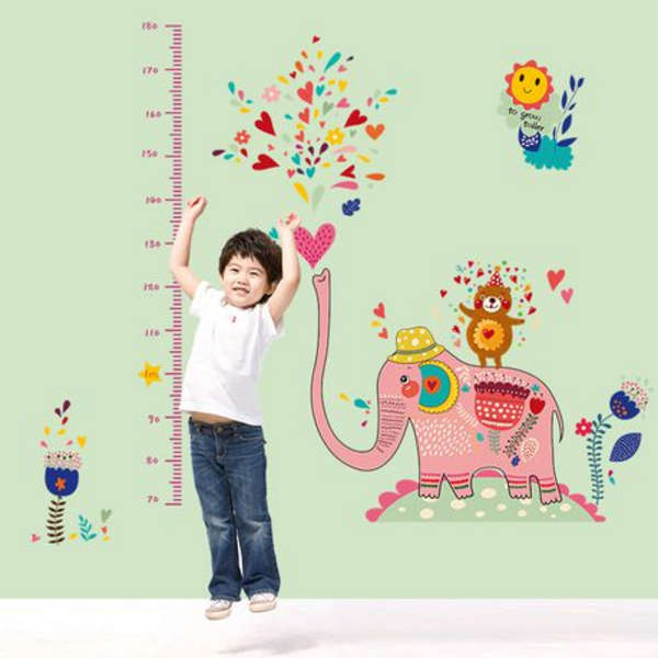 Colorful Elephant With Height Marking Decor/Wall Art- SK9036