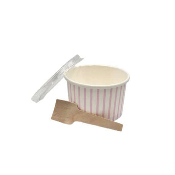Ice Cream Pink Striped/7cm Ice Cream Scoop With Flat Lid - 90ml - 25 pack