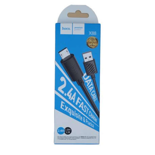 Hoco X88- USB to Micro Type-C Cable 2.4A (Fast Charging/Data Sync)