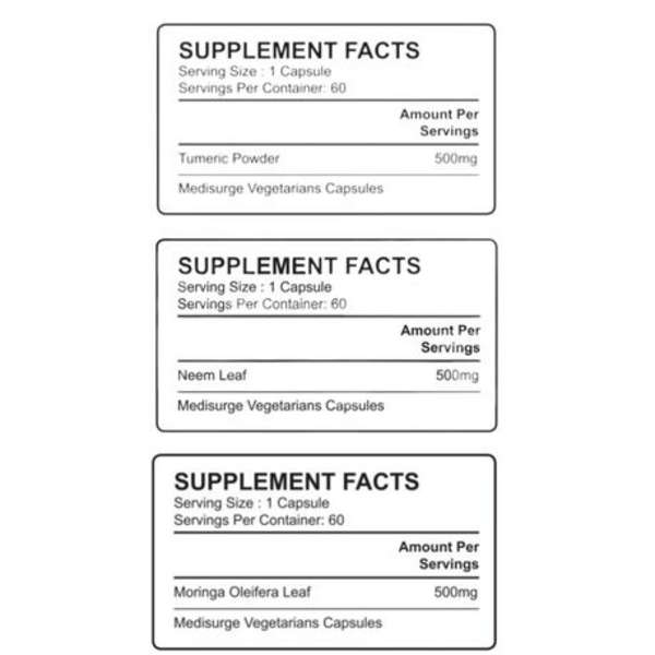 Healthy Life - Combo - Neem / Moringa / Turmeric Capsules - 60's - 3 Pack