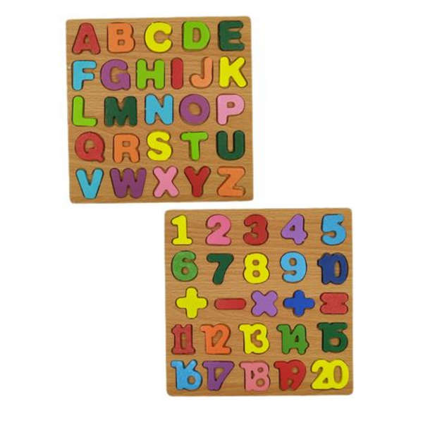 Wooden Alphabet and Number Puzzle - 52 Pieces