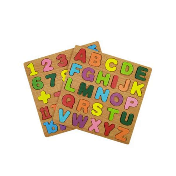Wooden Alphabet and Number Puzzle - 52 Pieces