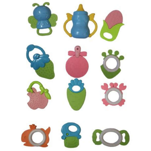 12 Piece Baby Rattle Teething Toys