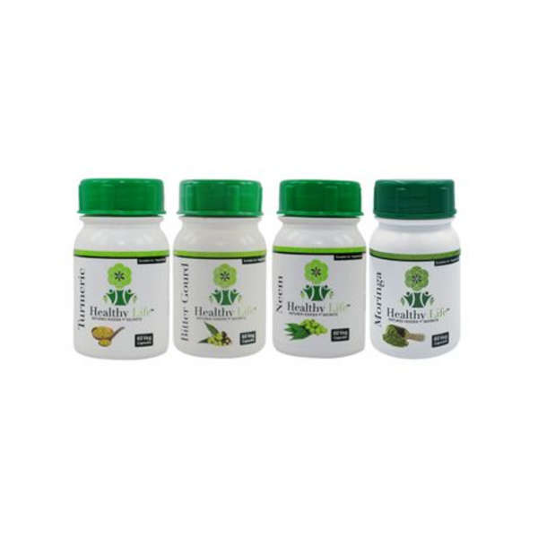 Healthy Life Combo-Neem /Moringa/Turmeric/Bitter Gourd Capsules-60's Pack 4