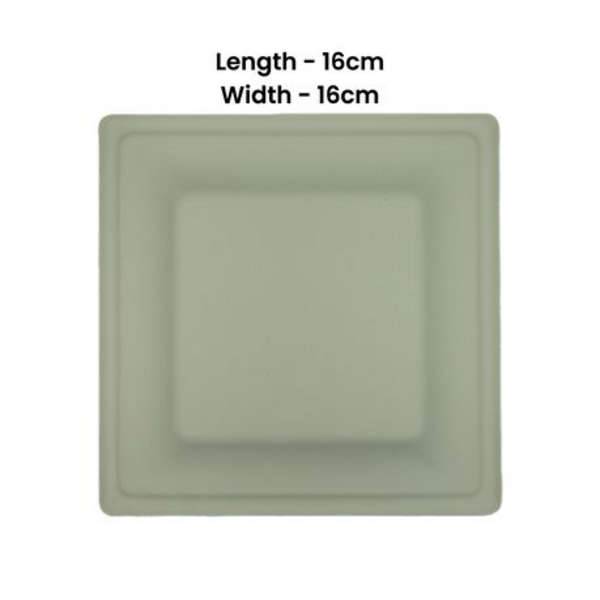 Healthy Life- Sugarcane Sqaure Plate Eco-Friendly - 16cm - Pack of 100