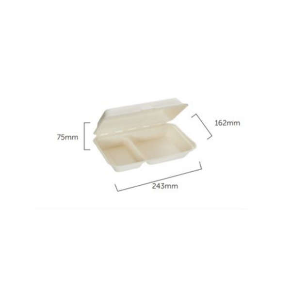 1000ml Two Compartment Clamshell - Pack of 50
