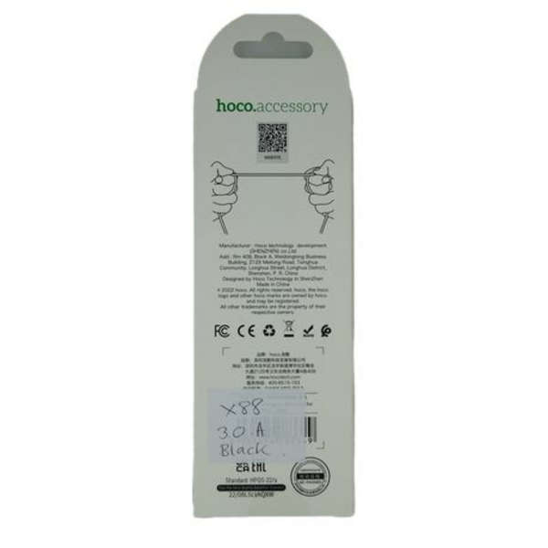 Hoco X88 3.0A- USB to Type-C Cable-Fast Charging &amp; Data (Black)