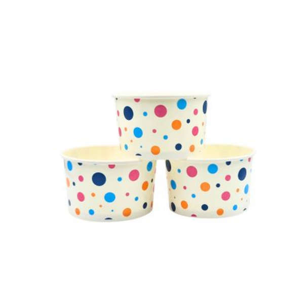 Multi-Color Polka Dot Ice Cream Tub 90ml - Pack of 50