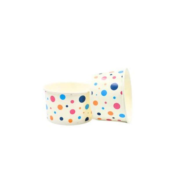 Multi-Color Polka Dot Ice Cream Tub 150ml - Pack of 50