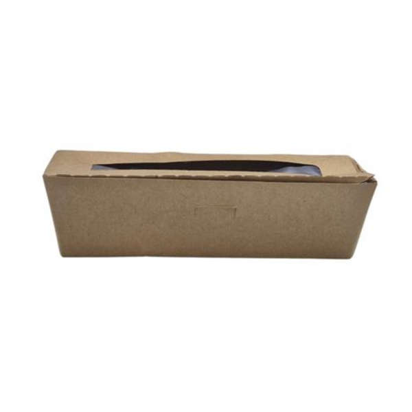 Kraft Hotdog Box with PLA Window - Pack of 25