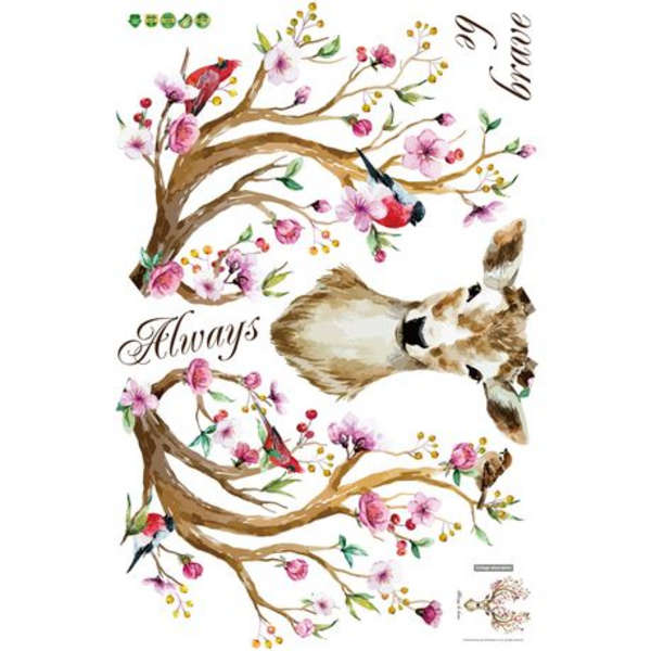 Deer with Blossoming Flower Decor/ Wall Art- SK9003B