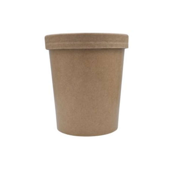 Kraft Ice Cream Tub with Lid - 1000ml- Pack of 50