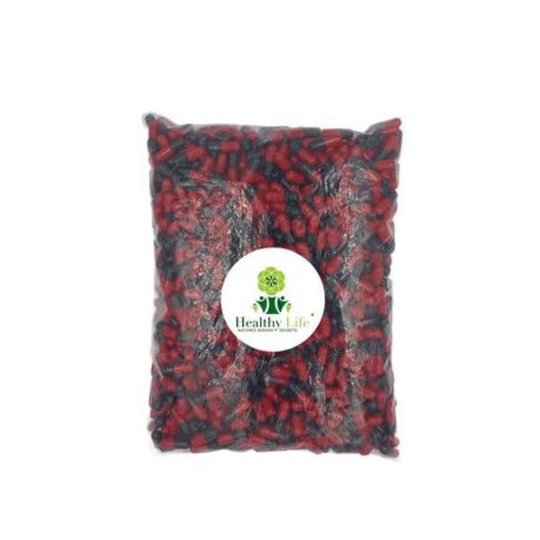 Healthy Life - Black and Red Empty Gelatine Capsules Size 0 -1000 in a Pack