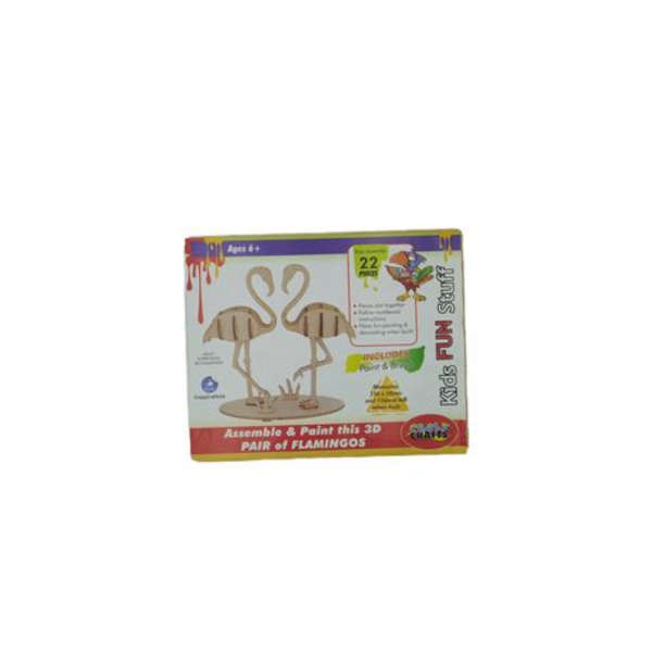 Wooden 3D Buildable Flamingo- Paint Set