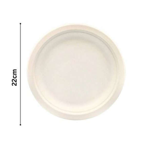 Healthy Life- Sugarcane Plate Eco Disposable - 22cm - Pack of 100