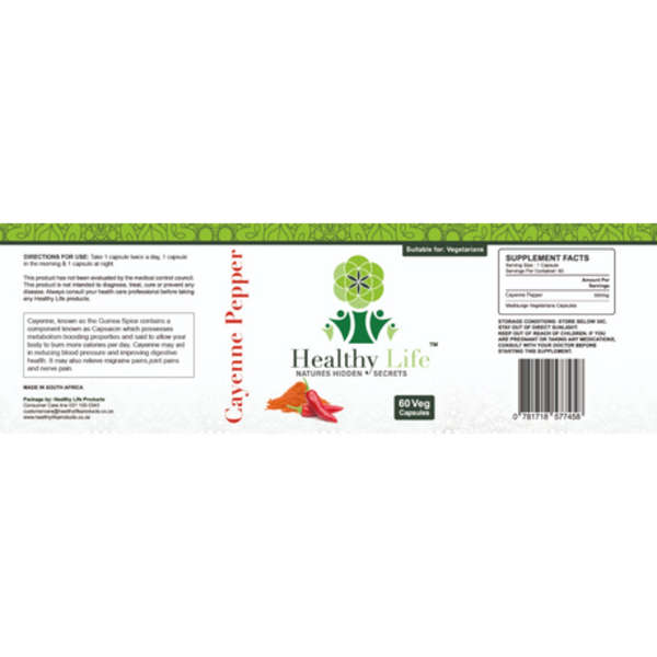 Healthy Life Cayenne Pepper Capsules - 60's x 2 Pack