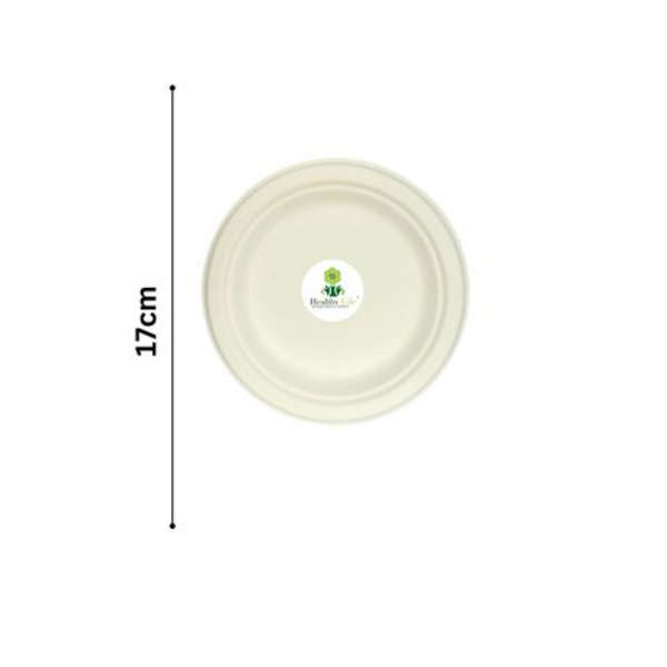 White Sugarcane Plate Eco disposable - 17cm - Pack of 100