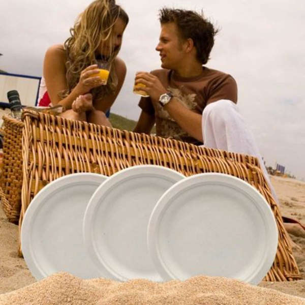 Healthy Life- Sugarcane Plate Eco Disposable - 22cm - Pack of 50