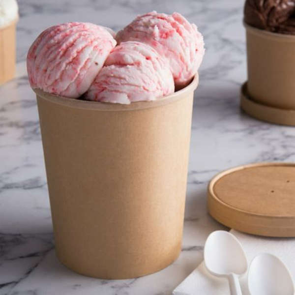 Kraft Ice Cream Tub with Lid - 1000ml- Pack of 50