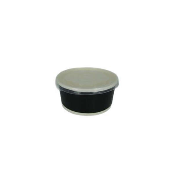 Noodle/ Soup Tubs with Clear Lid- Black - 350ml - Pack of 50