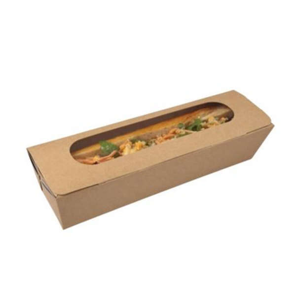 Kraft Hotdog Box with PLA Window - Pack of 25