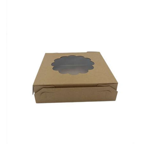 Healthy Life - Small Kraft Quiche Box With Flower PLA Window - 12cm - 25 Pack