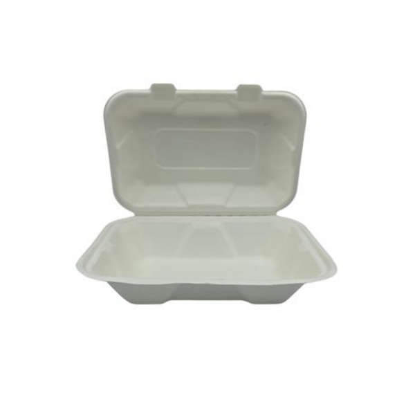 900ml Single Compartment Sugarcane Square Clamshell - Pack Of 50