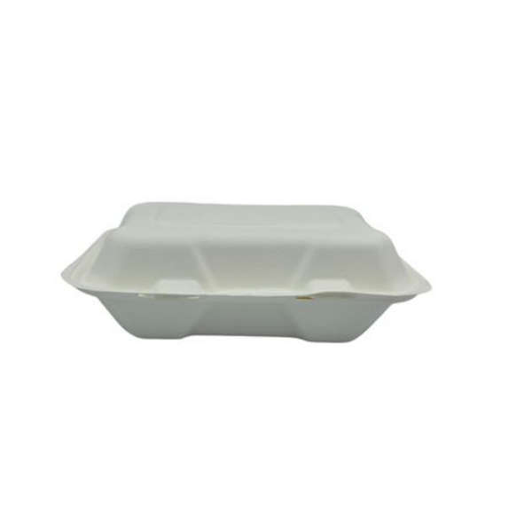 900ml Single Compartment Sugarcane Square Clamshell - Pack Of 50