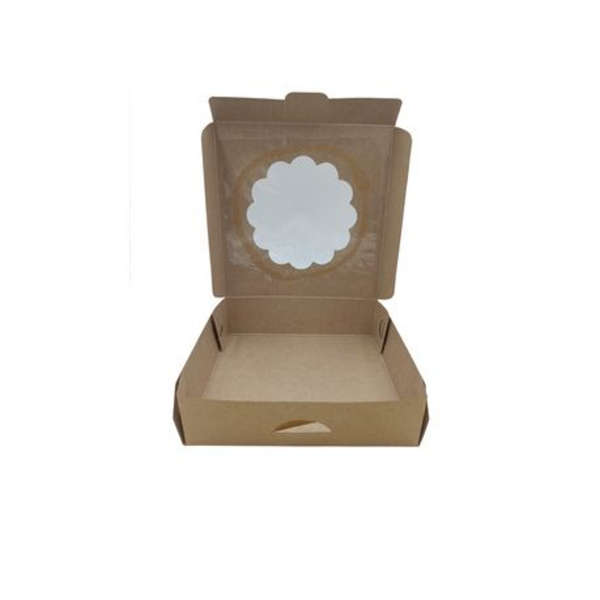 Healthy Life- Kraft Small Quiche Box With Pla Window- 12cm- 50 Pack