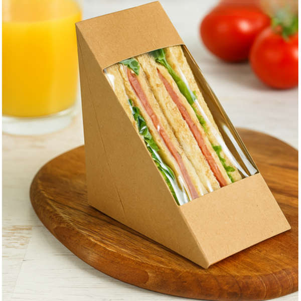 Healthy Life- Kraft 2 Slice Sandwich Wedge with PLA Window- Pack of 25