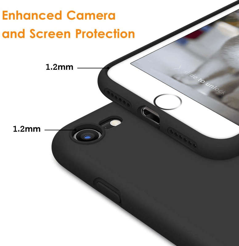 Silicone Cover for iPhone 7/8/SE 2020 With Camera Cut-Out Minimalist Case - Black - Apple iPhone ...