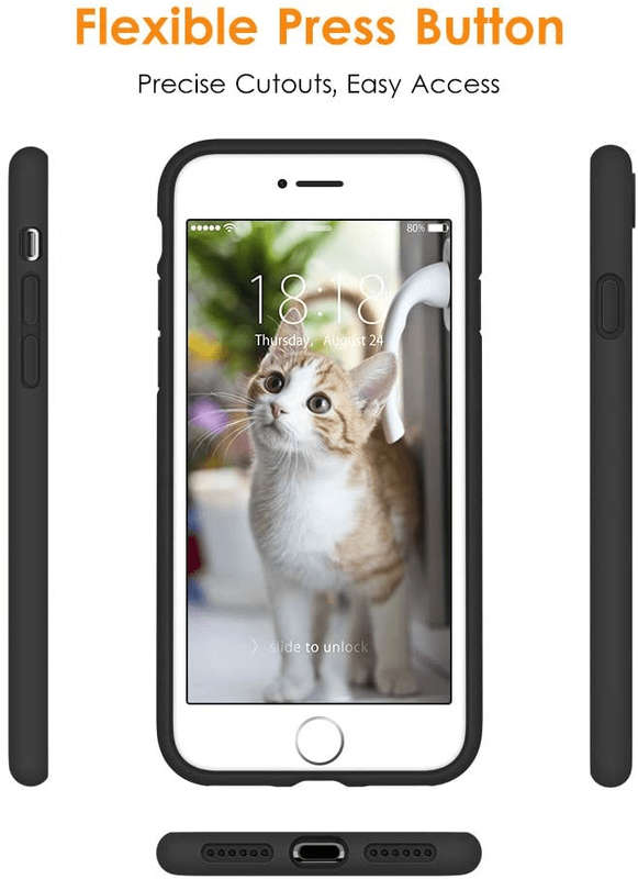 Silicone Cover for iPhone 7/8/SE 2020 With Camera Cut-Out Minimalist Case - Black - Apple iPhone ...