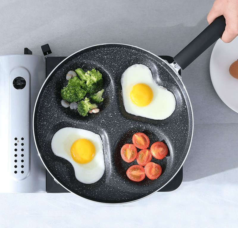 4 - Hole Egg Frying Pan With Hearts And Circles
