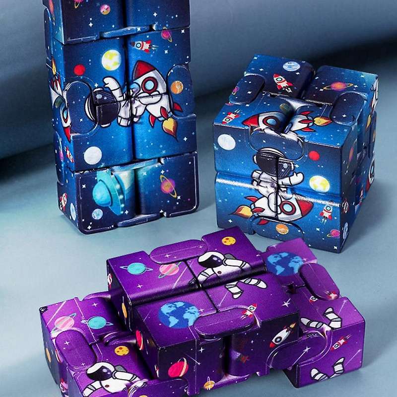 Infinity Cube Fidget Toy for Stress and Anxiety Relief - Spaceman - Purple