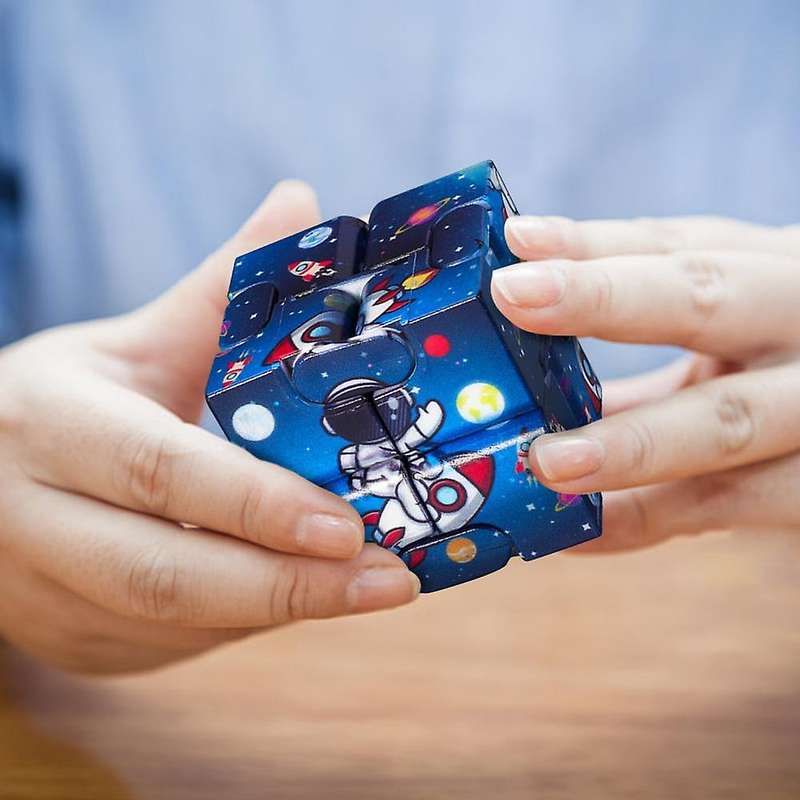 Infinity Cube Fidget Toy for Stress and Anxiety Relief - Spaceman - Purple