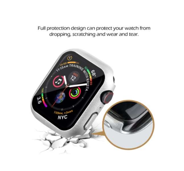 Hard Case Tempered Glass Screen Protector for Apple iWatch - 44mm - Rose Gold