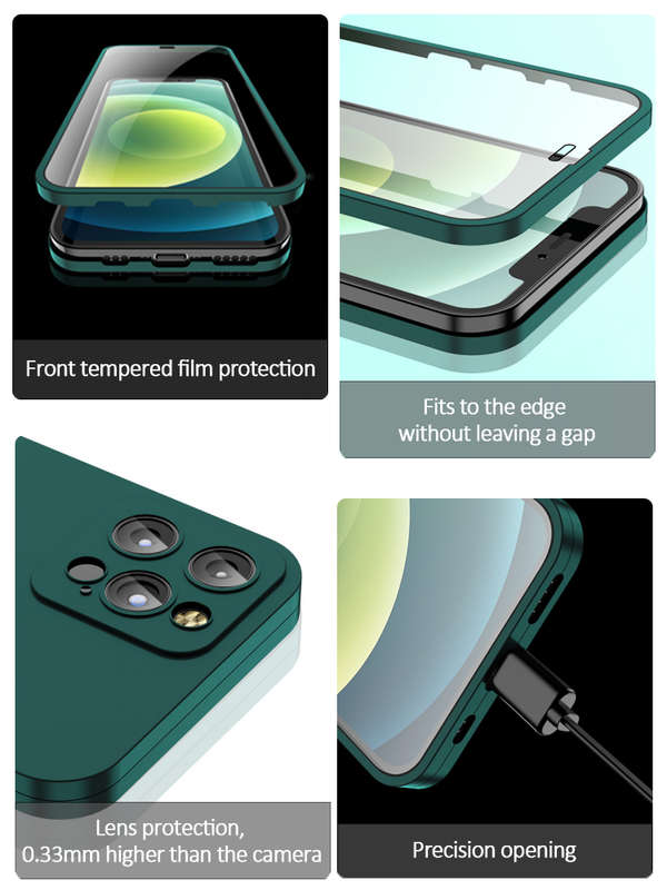 Double-Sided Protective Case and Screen Protector For iPhone 13 Pro Max - Black